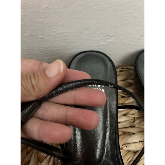 Stuart Weizman black Strappy leather sandals 7.5 Nye Occasion Holiday Cocktail - Picture 7 of 9